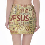 Religious Word Of God Print Pencil Mini Skirt