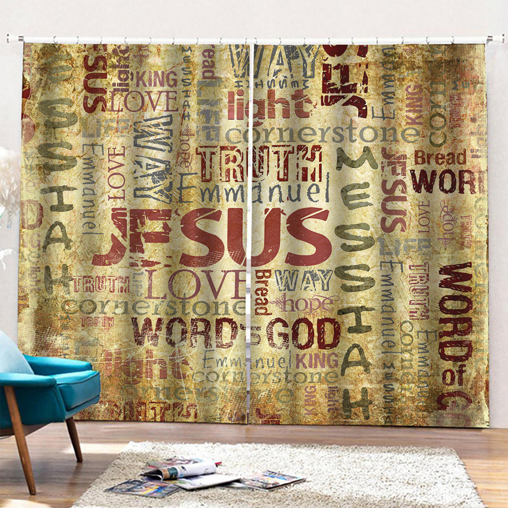 Religious Word Of God Print Pencil Pleat Curtains