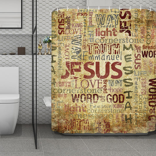 Religious Word Of God Print Polyester Shower Curtain