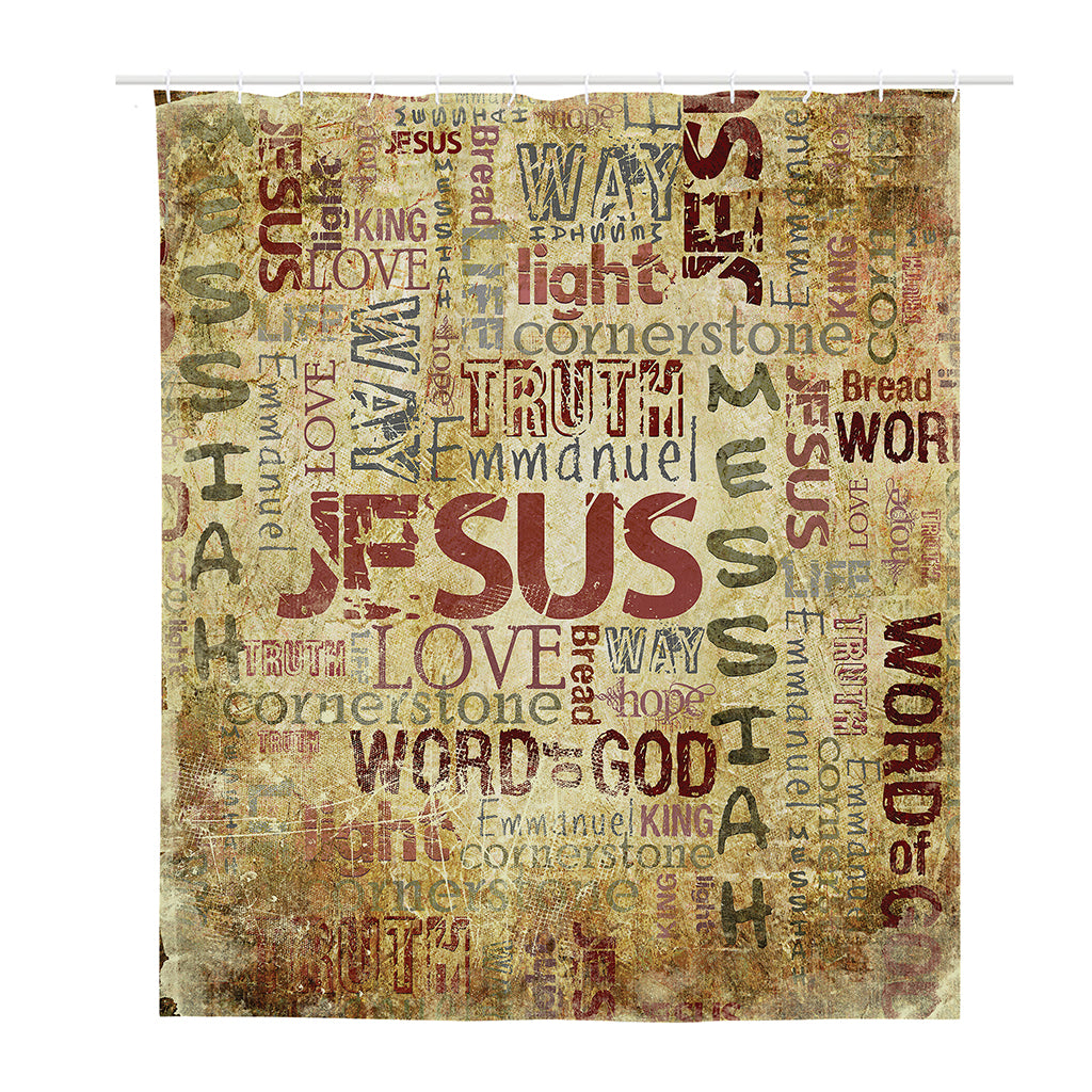 Religious Word Of God Print Polyester Shower Curtain