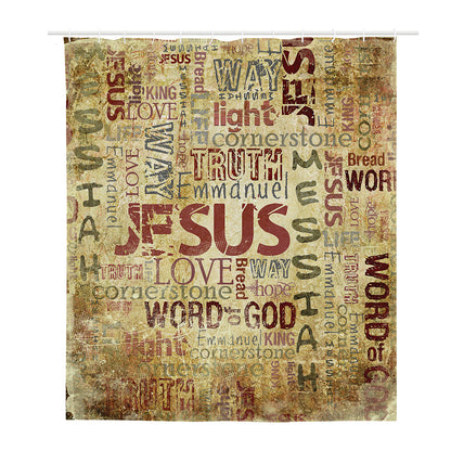 Religious Word Of God Print Polyester Shower Curtain
