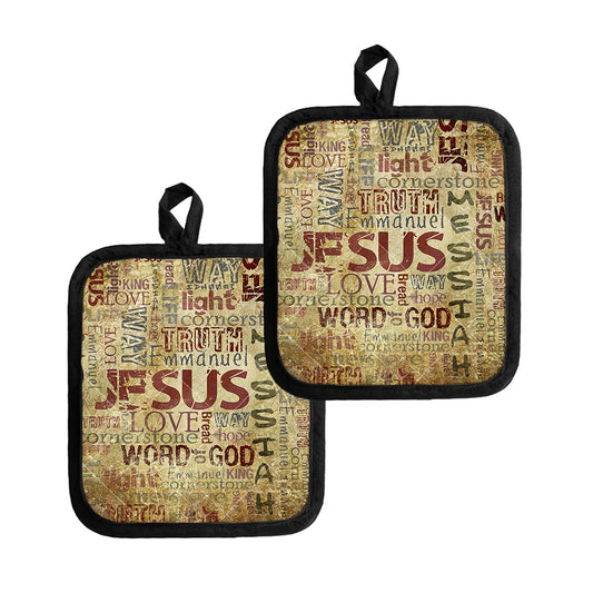 Religious Word Of God Print Pot Holders