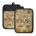 Religious Word Of God Print Pot Holders With Pocket