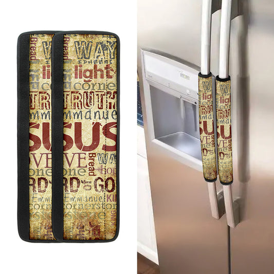 Religious Word Of God Print Refrigerator Handle Covers
