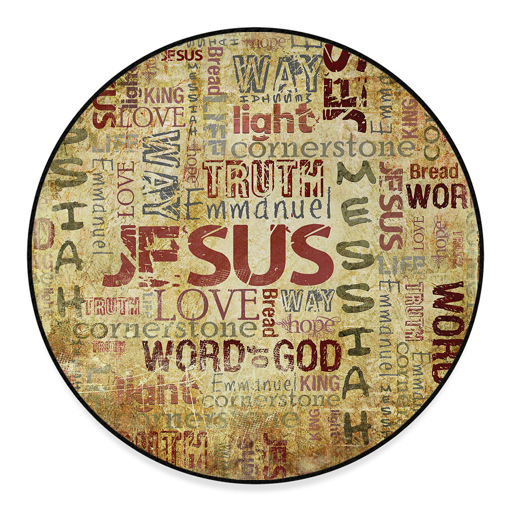 Religious Word Of God Print Round Floor Mat