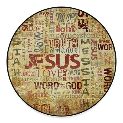 Religious Word Of God Print Round Floor Mat
