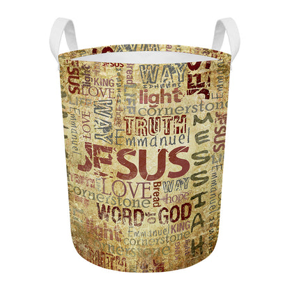 Religious Word Of God Print Round Laundry Basket