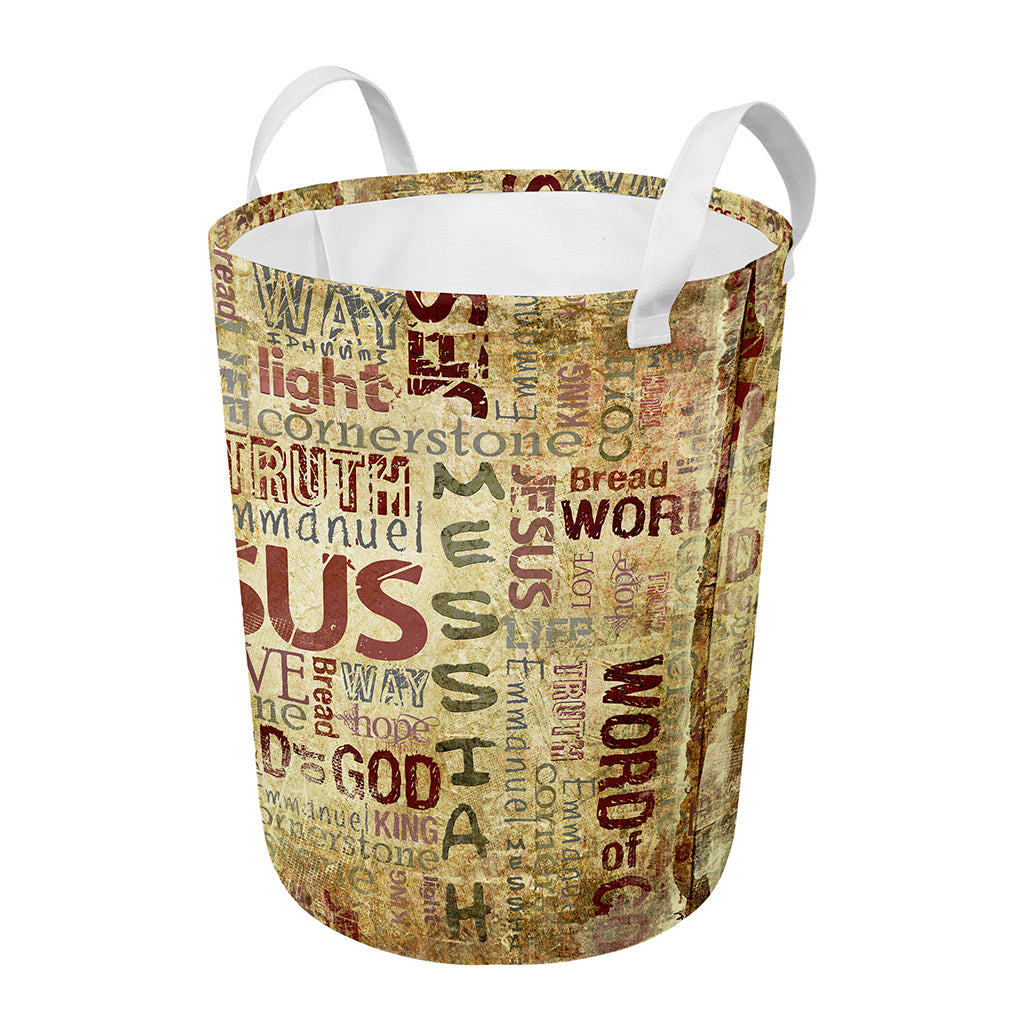 Religious Word Of God Print Round Laundry Basket