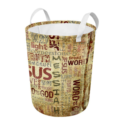 Religious Word Of God Print Round Laundry Basket