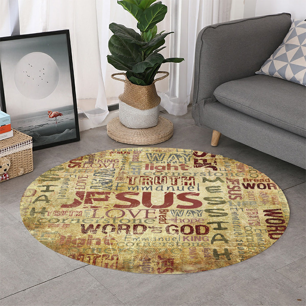 Religious Word Of God Print Round Rug