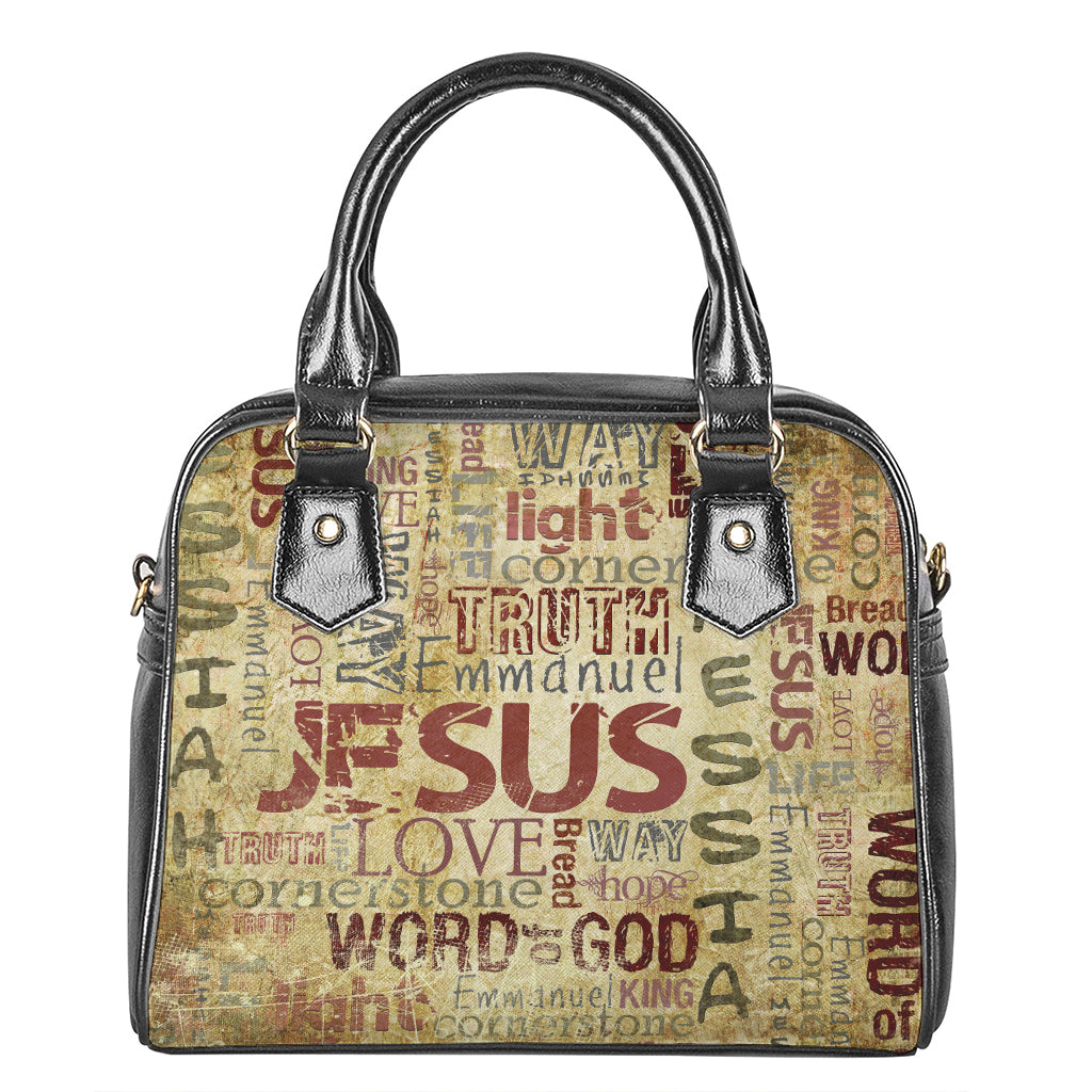 Religious Word Of God Print Shoulder Handbag