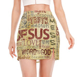 Religious Word Of God Print Side Slit Mini Skirt