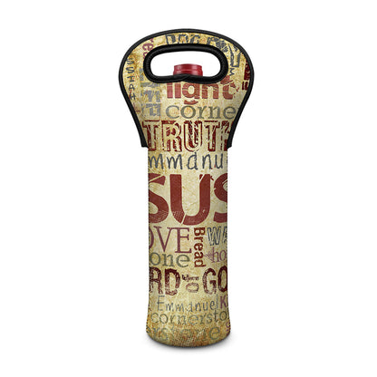 Religious Word Of God Print Single Neoprene Wine Tote