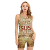 Religious Word Of God Print Sleeveless One Piece Swimsuit