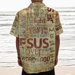 Religious Word Of God Print Textured Short Sleeve Shirt