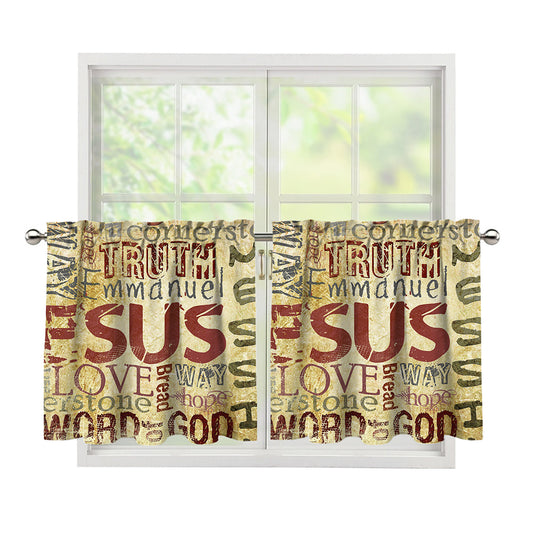 Religious Word Of God Print Tier Curtains