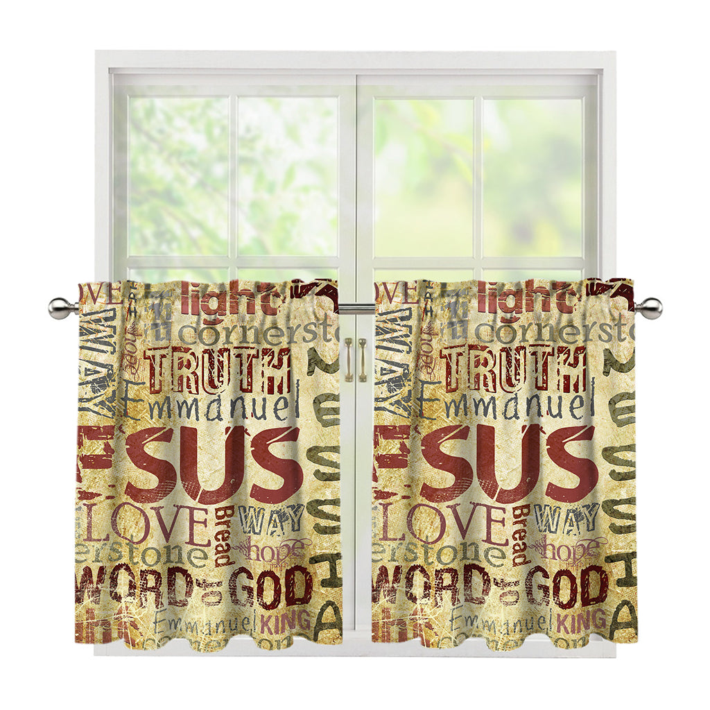 Religious Word Of God Print Tier Curtains