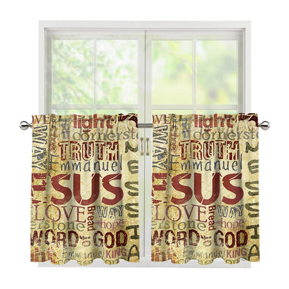 Religious Word Of God Print Tier Curtains
