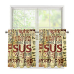Religious Word Of God Print Tier Curtains