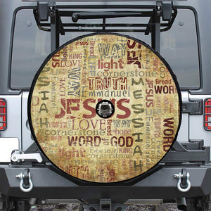 Religious Word Of God Print Tire Cover With Camera Hole