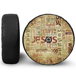 Religious Word Of God Print Tire Cover With Camera Hole