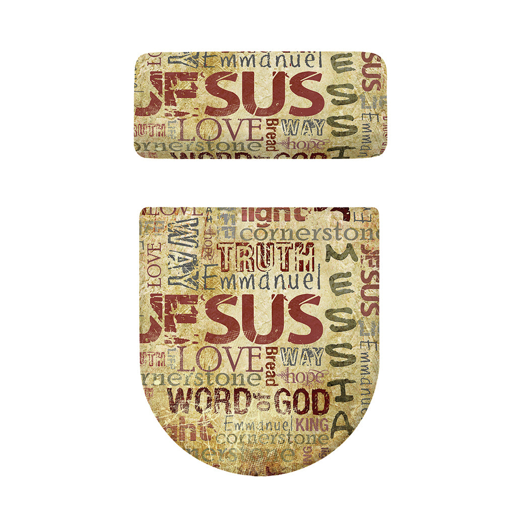 Religious Word Of God Print Toilet Lid And Tank Cover Set