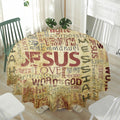 Religious Word Of God Print Waterproof Round Tablecloth