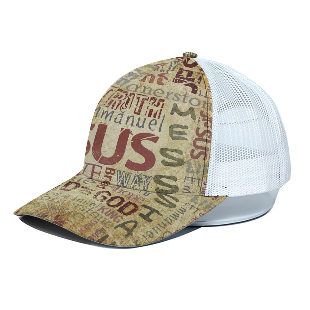 Religious Word Of God Print White Mesh Trucker Cap