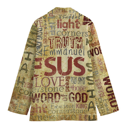 Religious Word Of God Print Women's Blazer