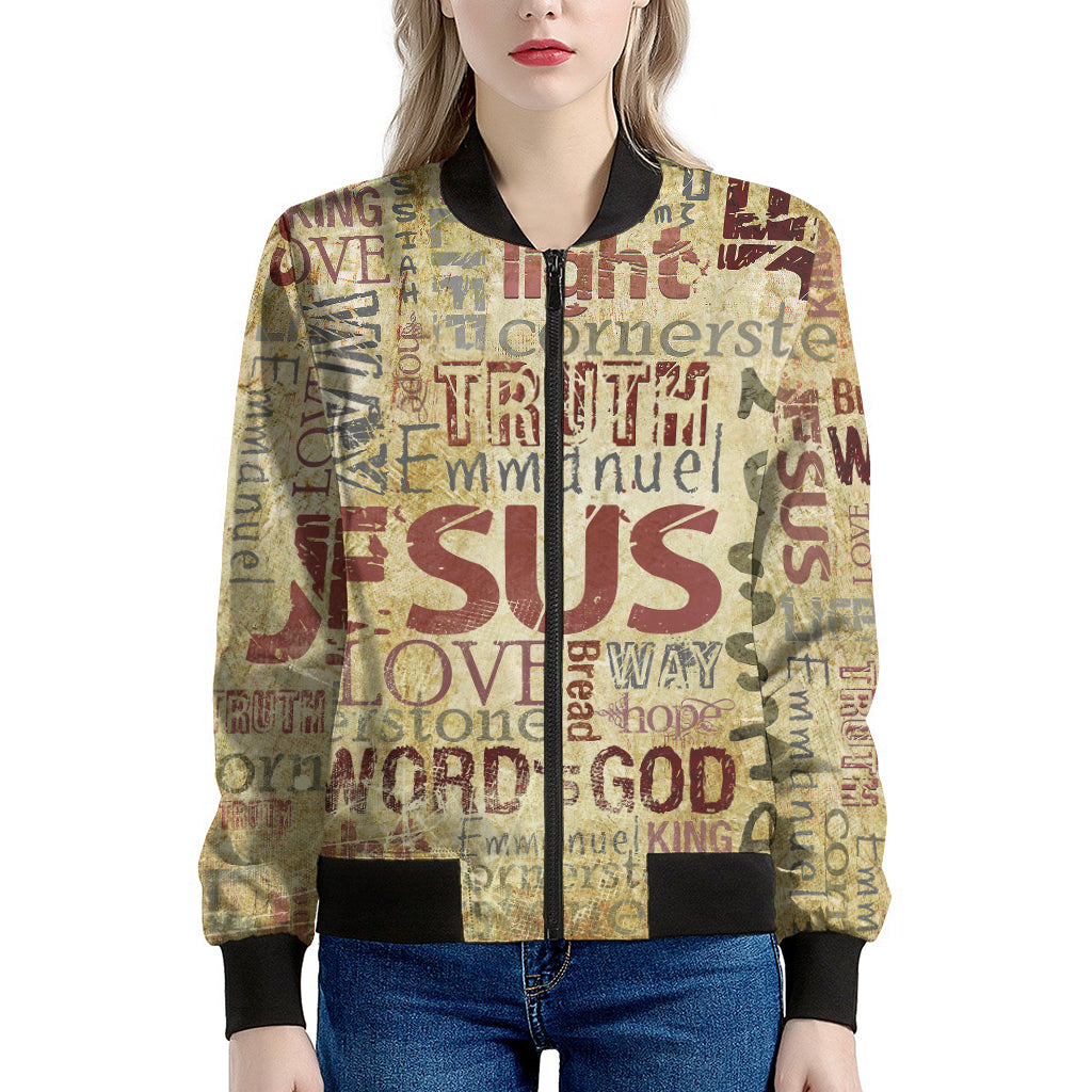 Religious Word Of God Print Women's Bomber Jacket