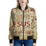 Religious Word Of God Print Women's Bomber Jacket