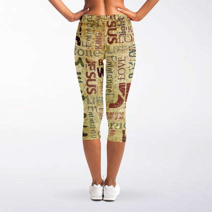 Religious Word Of God Print Women's Capri Leggings