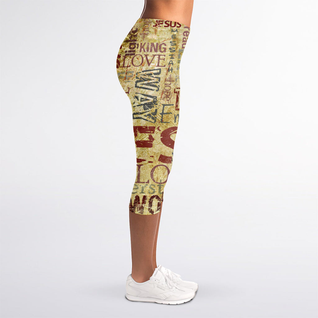 Religious Word Of God Print Women's Capri Leggings