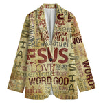 Religious Word Of God Print Women's Cotton Blazer