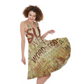 Religious Word Of God Print Sleeveless Knee Length Dress
