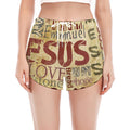 Religious Word Of God Print Women's Split Running Shorts
