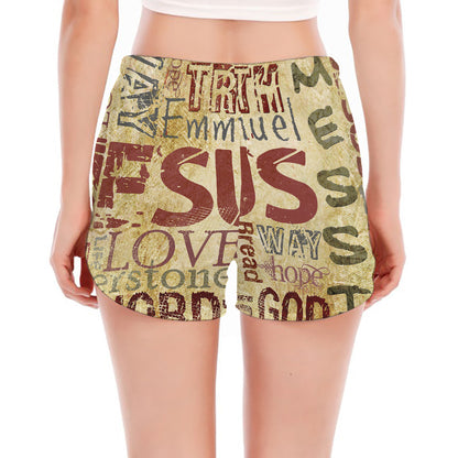 Religious Word Of God Print Women's Split Running Shorts