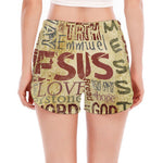 Religious Word Of God Print Women's Split Running Shorts
