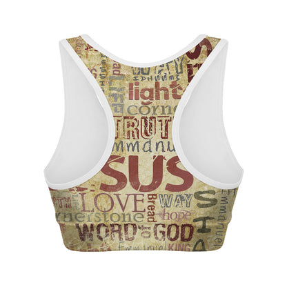 Religious Word Of God Print Women's Sports Bra