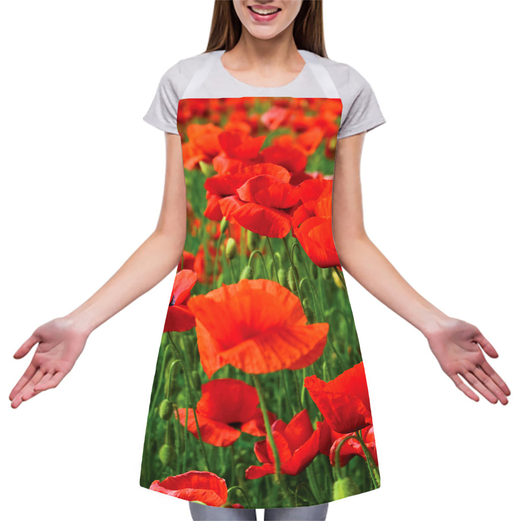 Remembrance Day Poppy Print Adjustable Apron
