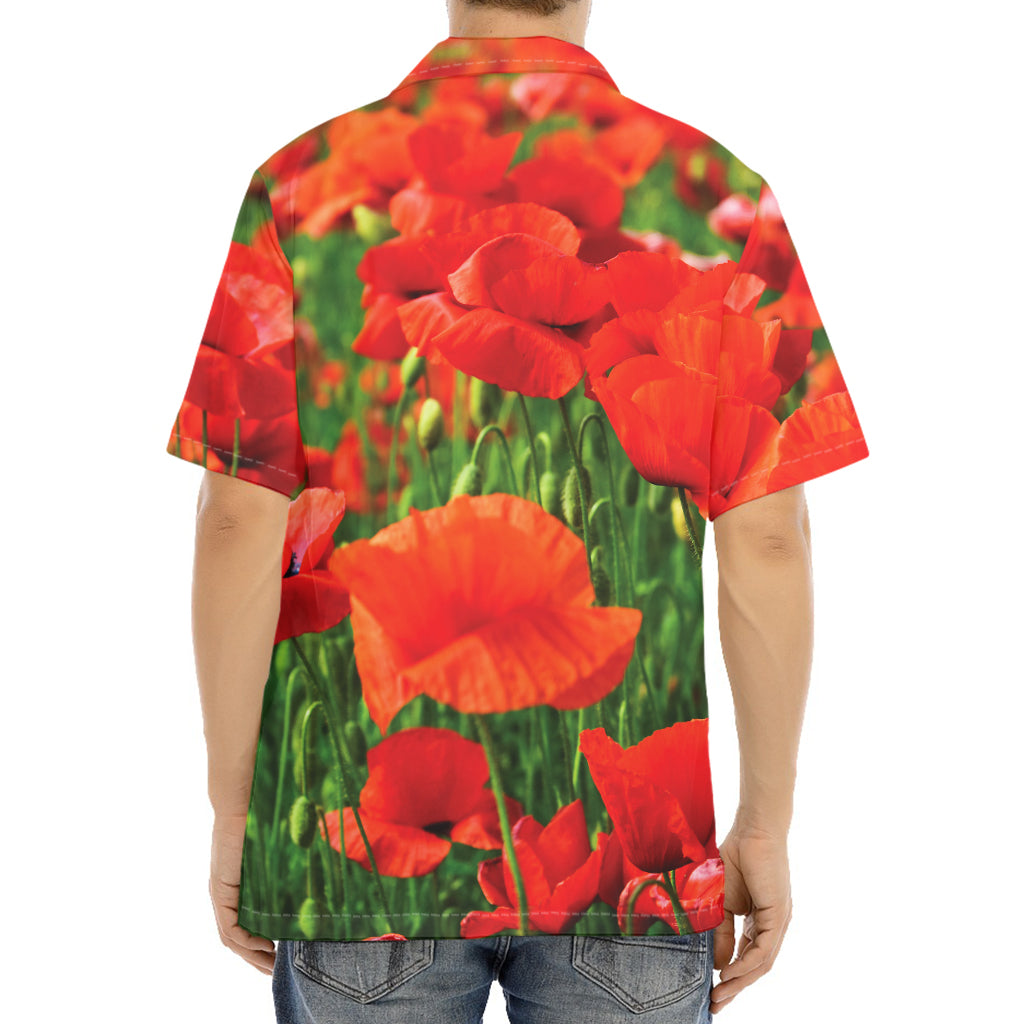 Remembrance Day Poppy Print Aloha Shirt