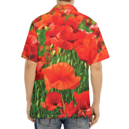 Remembrance Day Poppy Print Aloha Shirt