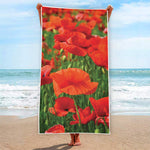 Remembrance Day Poppy Print Beach Towel