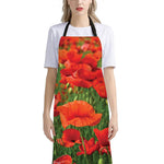 Remembrance Day Poppy Print Bib Apron With Pocket
