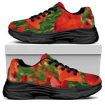 Remembrance Day Poppy Print Black Chunky Shoes