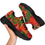 Remembrance Day Poppy Print Black Chunky Shoes