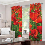 Remembrance Day Poppy Print Blackout Grommet Curtains
