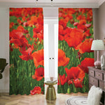Remembrance Day Poppy Print Blackout Pencil Pleat Curtains