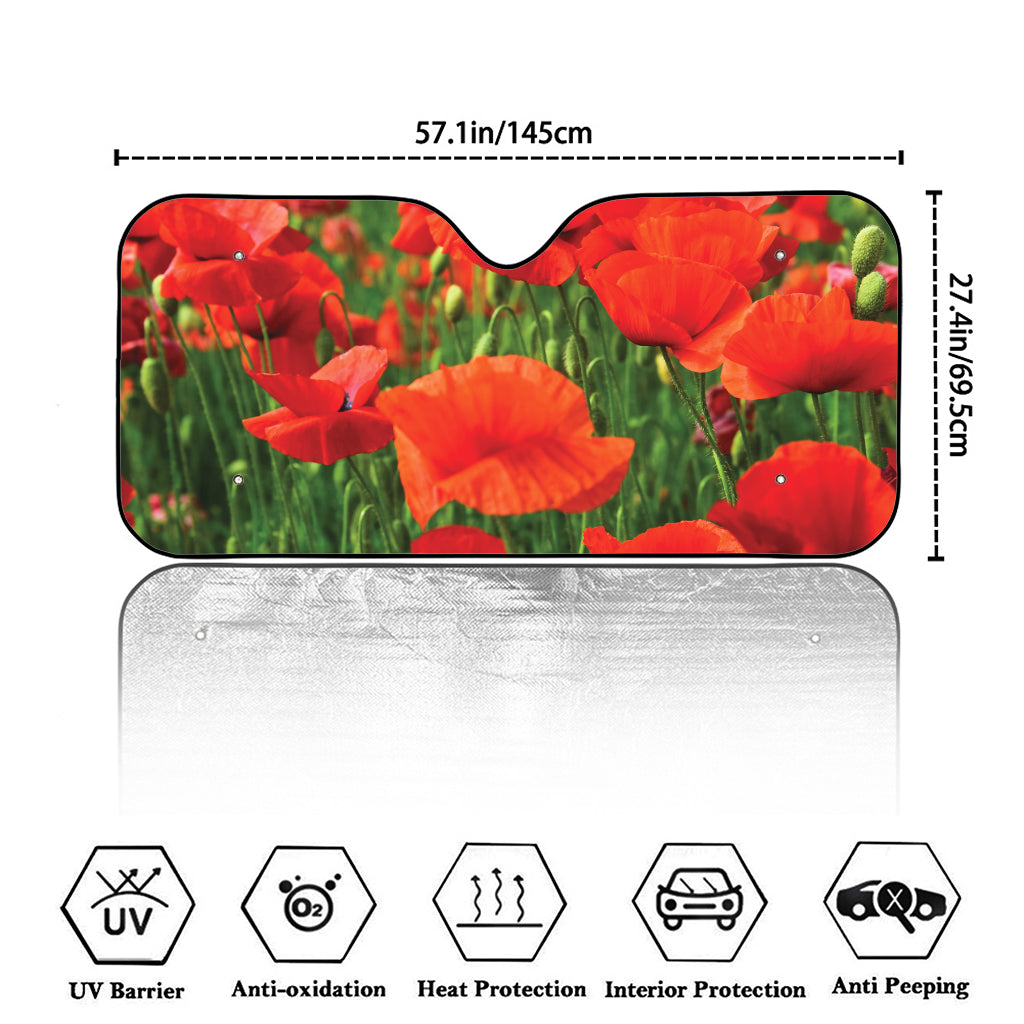 Remembrance Day Poppy Print Car Windshield Sun Shade