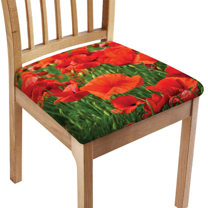 Remembrance Day Poppy Print Chair Cushion Cover